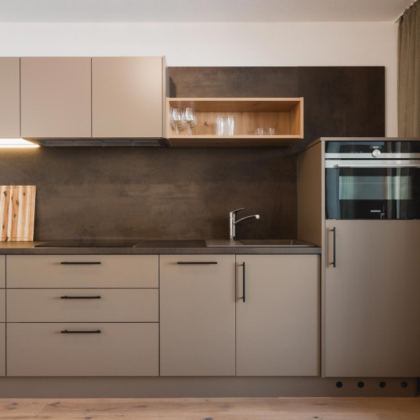 Apartment 101/201, Alpina Serfaus, moderner Küchenbereich im coolem design.